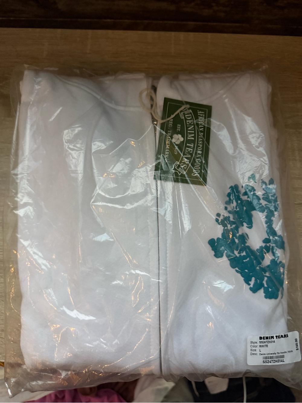 Denim Tears University Zip Up Hoodie - White
